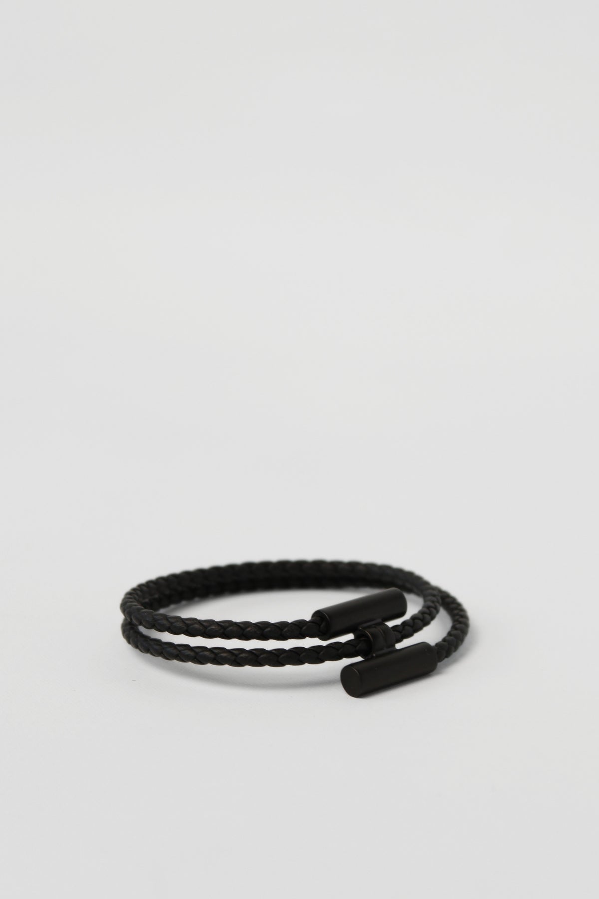 Hermes Braid Leather Black Tournis Bracelet T5
