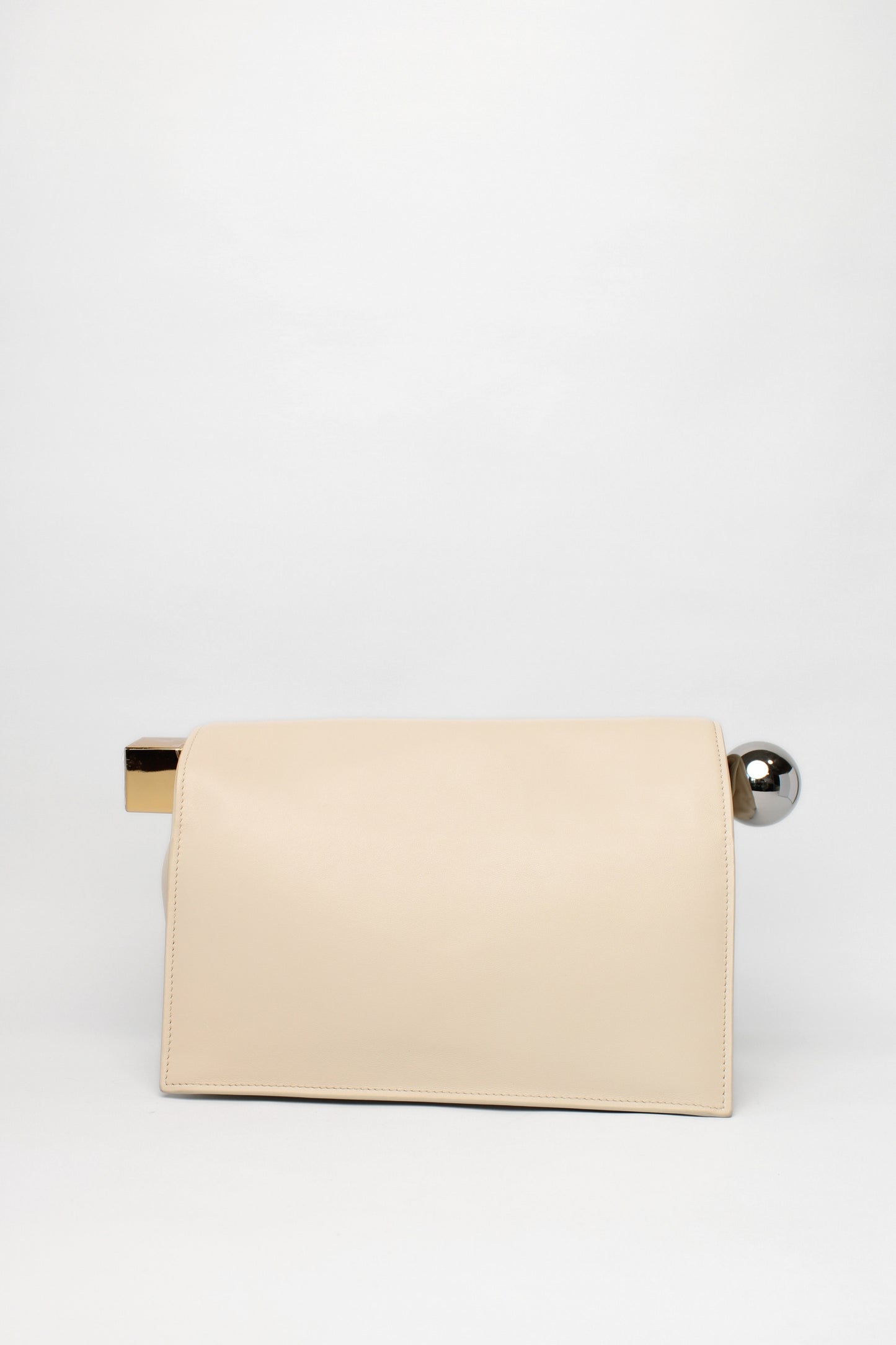 Jacquemus Ivory La Pochette Rond Carre Leather Clutch Bag