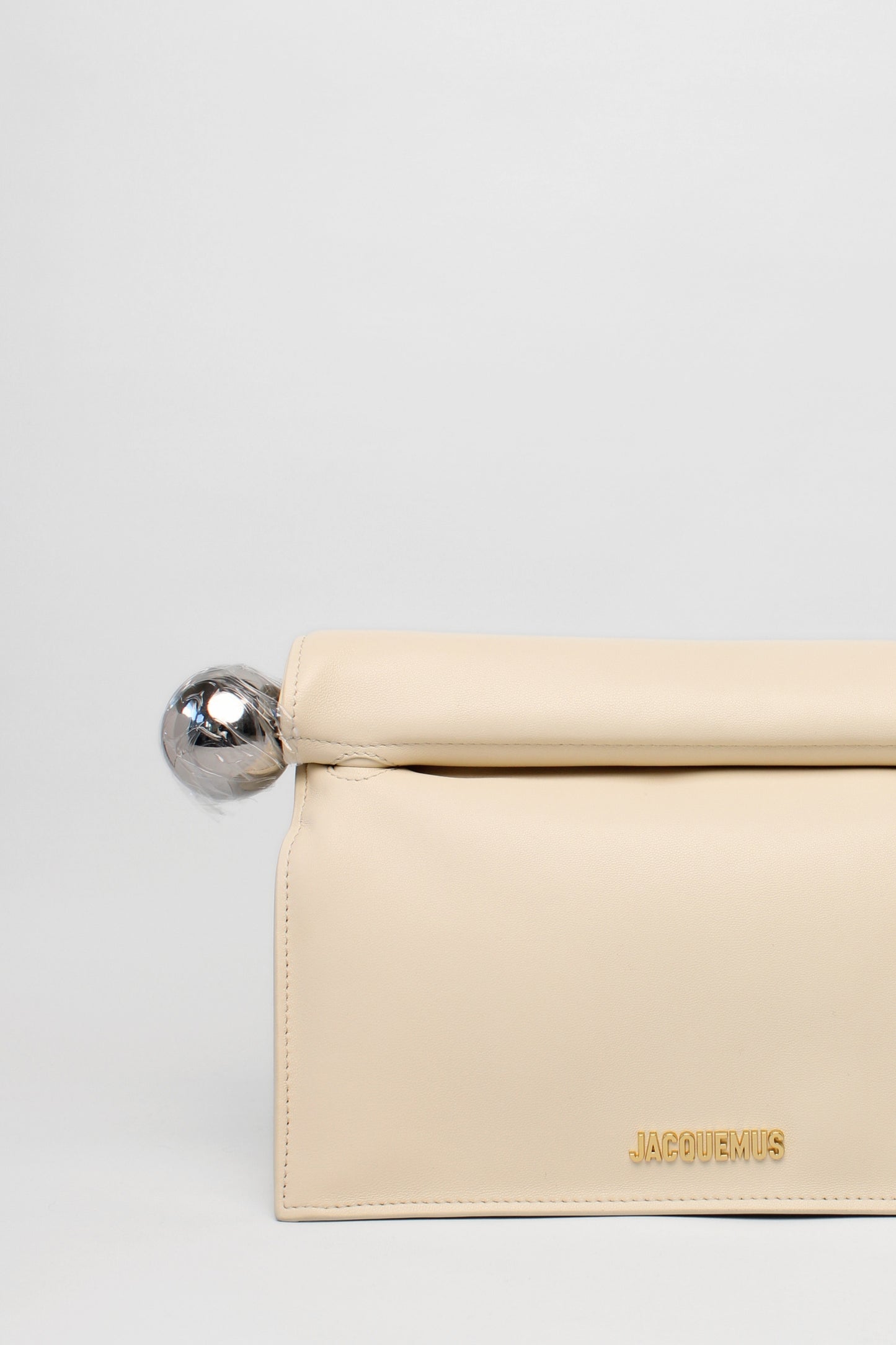 Jacquemus Ivory La Pochette Rond Carre Leather Clutch Bag