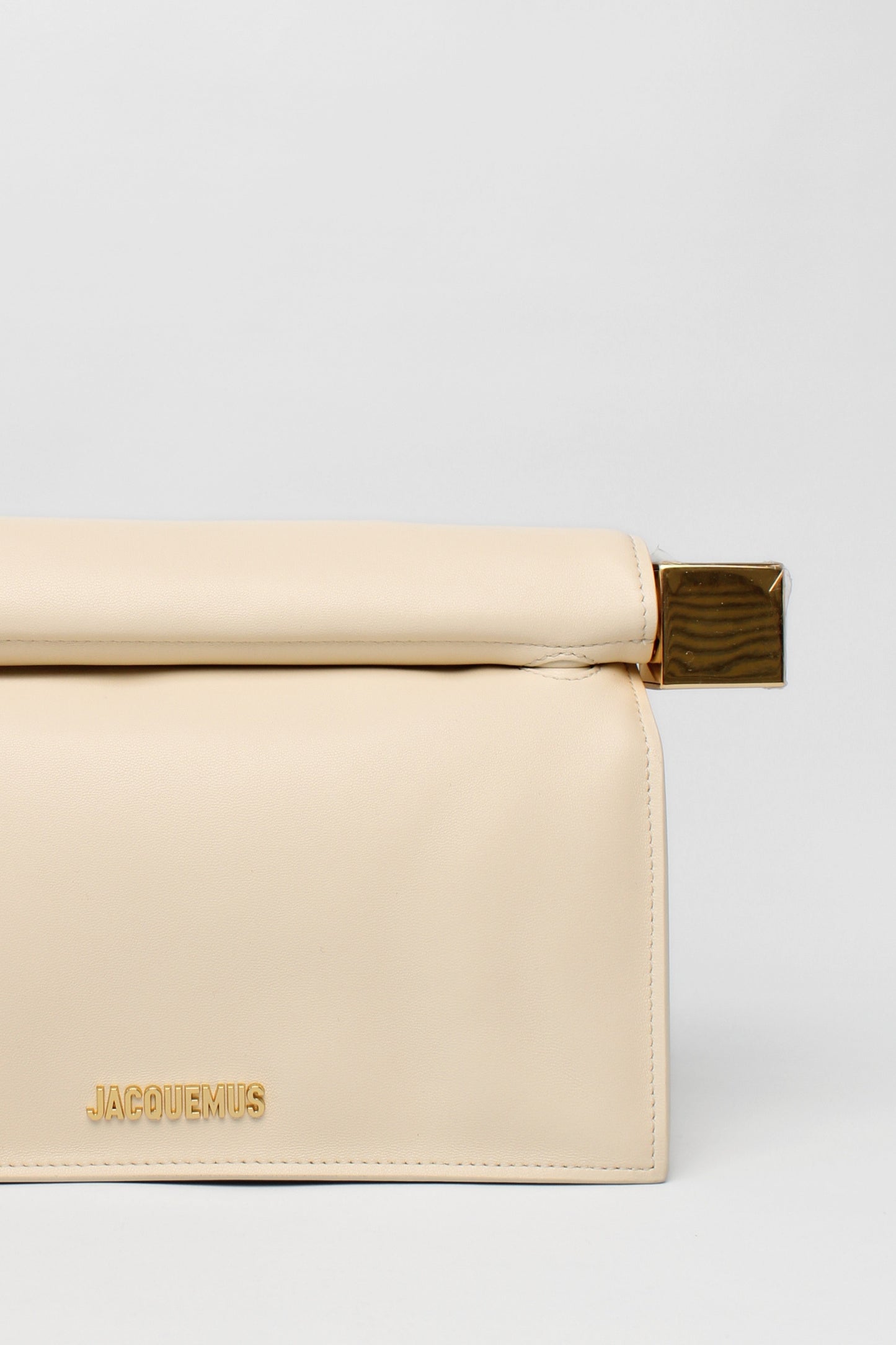 Jacquemus Ivory La Pochette Rond Carre Leather Clutch Bag