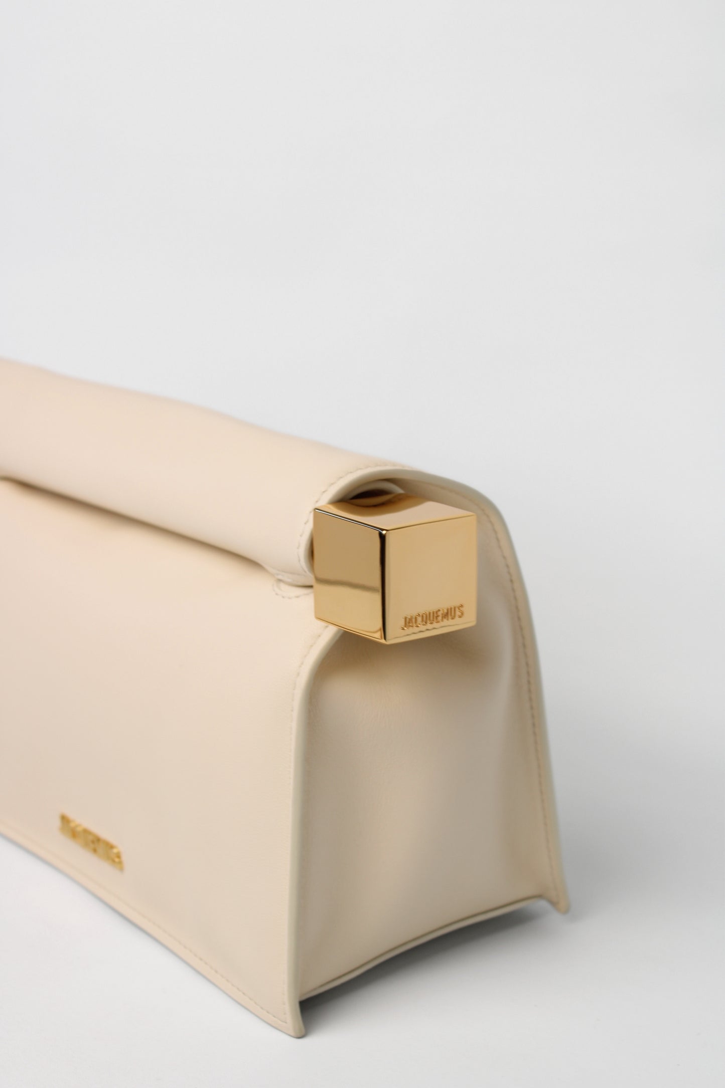 Jacquemus Ivory La Pochette Rond Carre Leather Clutch Bag