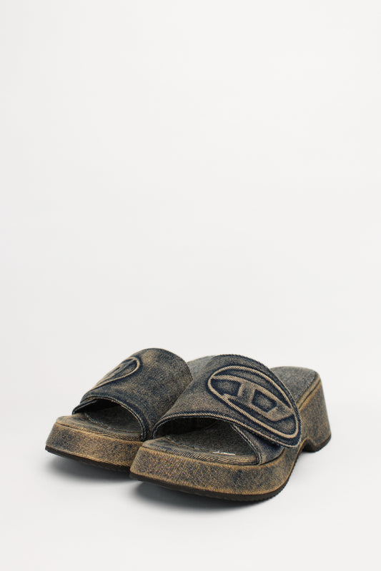 Diesel Blue Denim Platform  Slides Size 40
