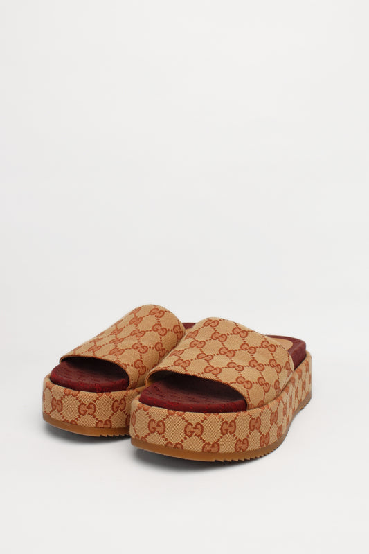 Gucci Brown Monogram Platforms Size 41