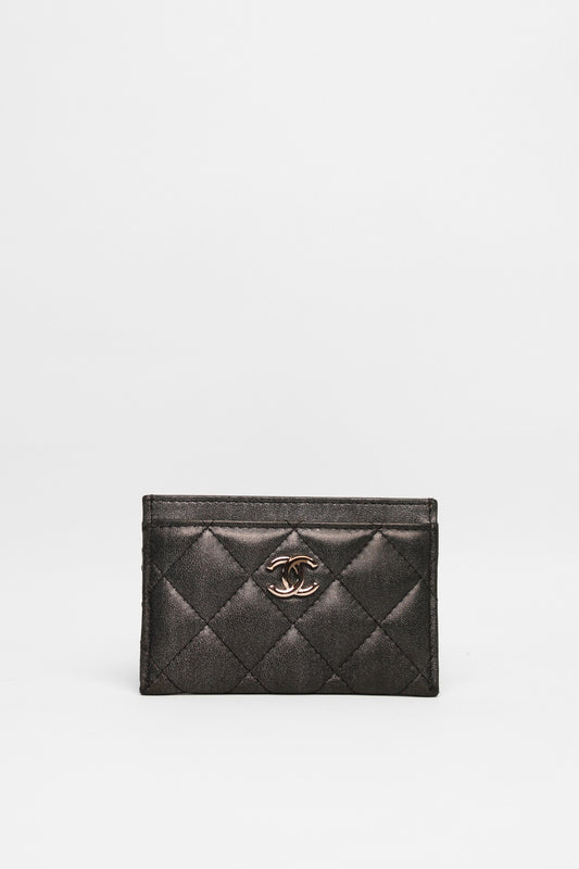Chanel Black/Grey Quilted Card Holder