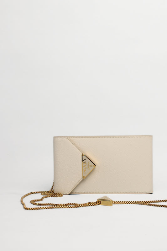 Prada White Leather Phone Pouch