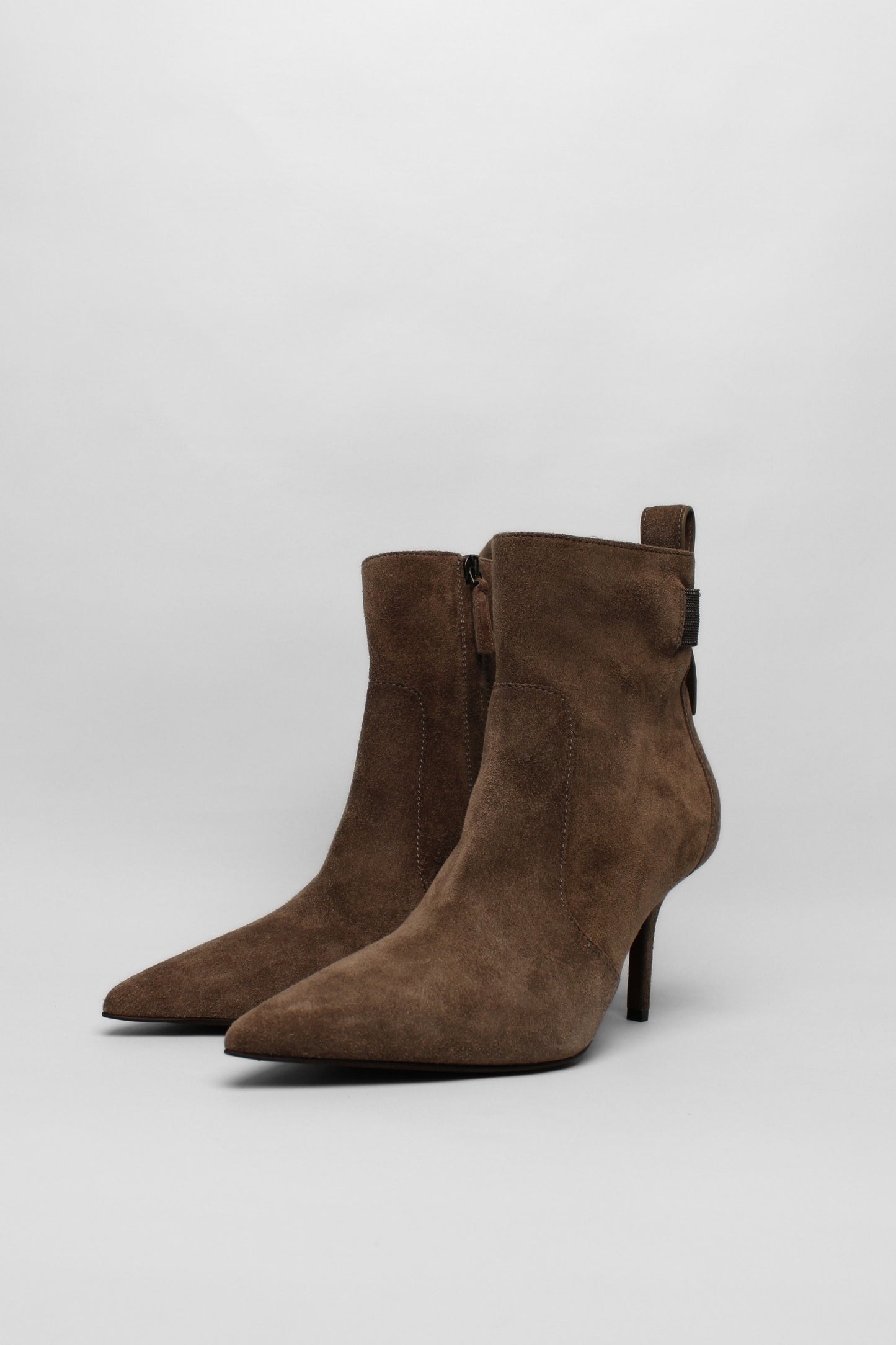 Brunello Cucinelli Grey Sued Short Boots Size 40