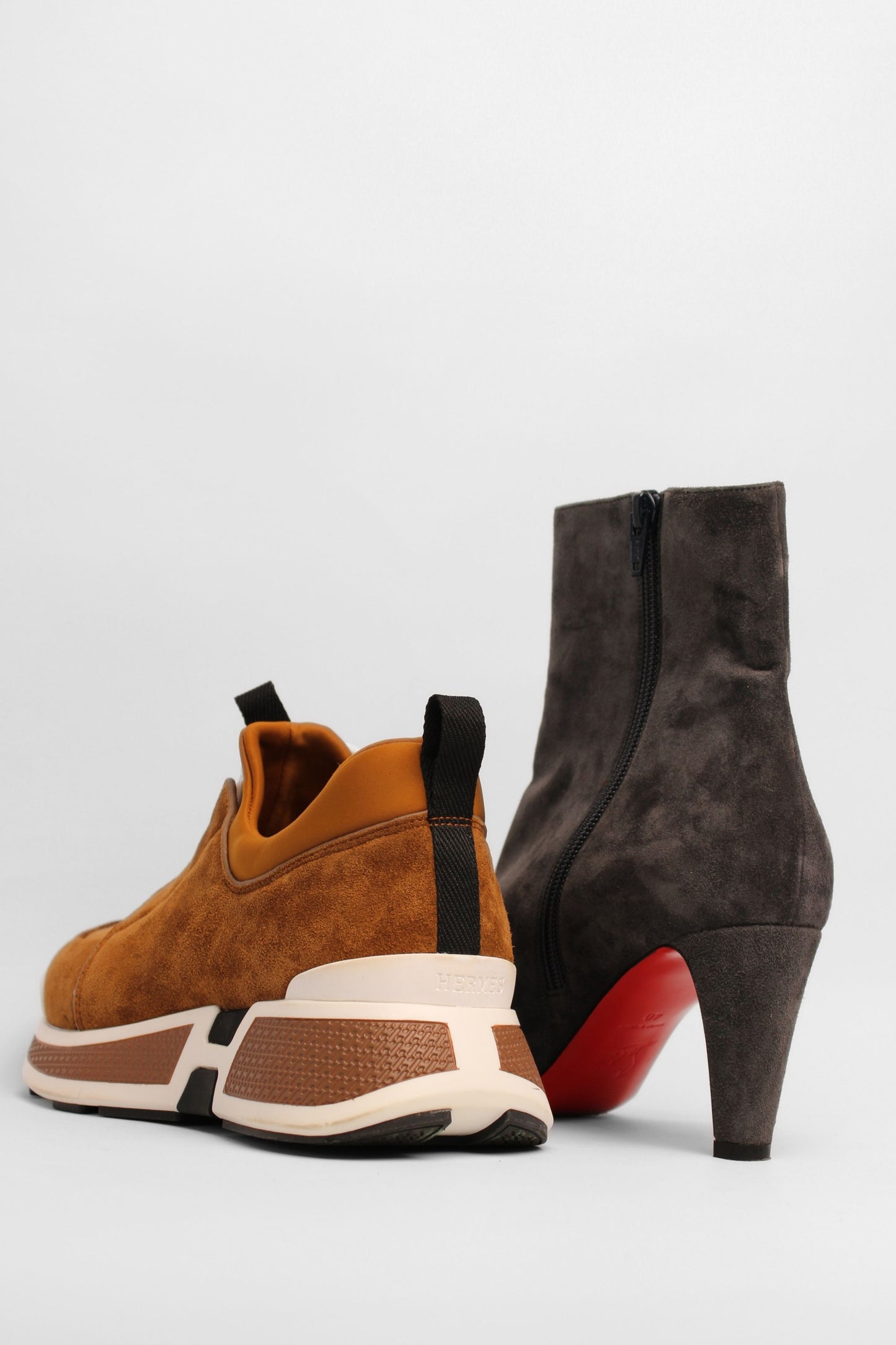 Louboutin Grey Suede Short Boots Size 40