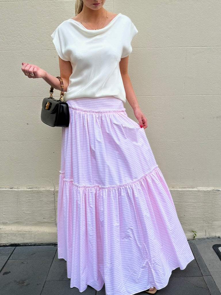 Chanel Pink Stripe Skirt Size 38