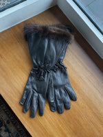 Hermes chocolate mink gloves Size 7.5