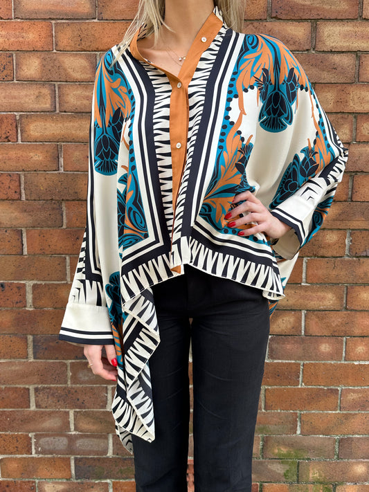 La Double J Black Multi Print Shirt Size S