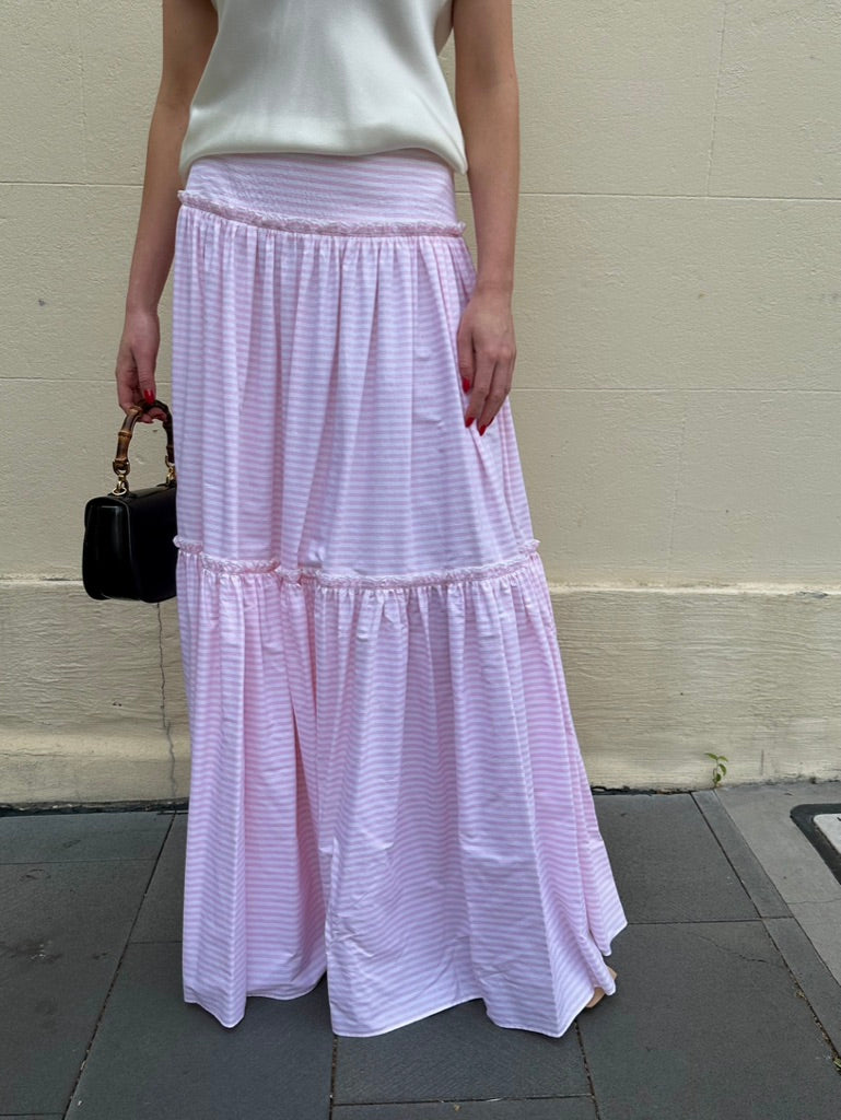 Chanel Pink Stripe Skirt Size 38