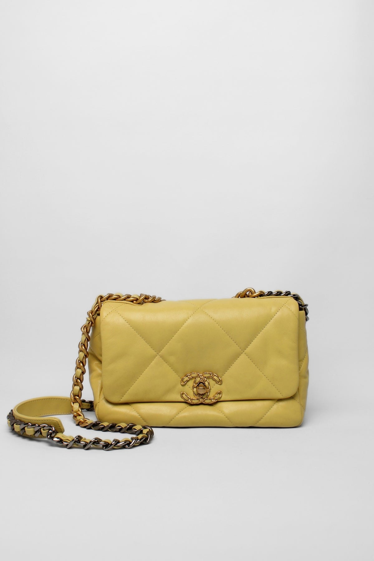 Chanel 19 Quilted Butter Lambskin Leather Mixed Metal Strap