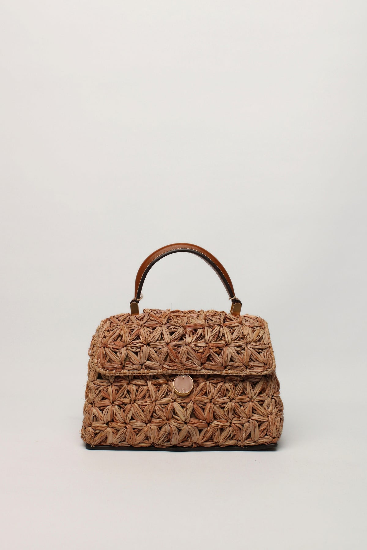 Cut Gaia Brown Raffia Crossbody Handbag