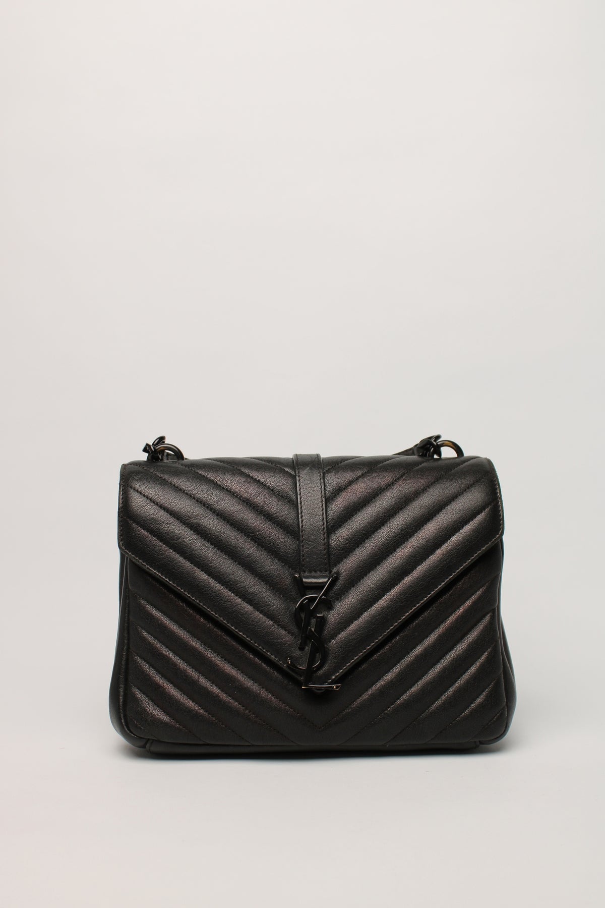 Saint Laurent Black Quilted College Leather Bag