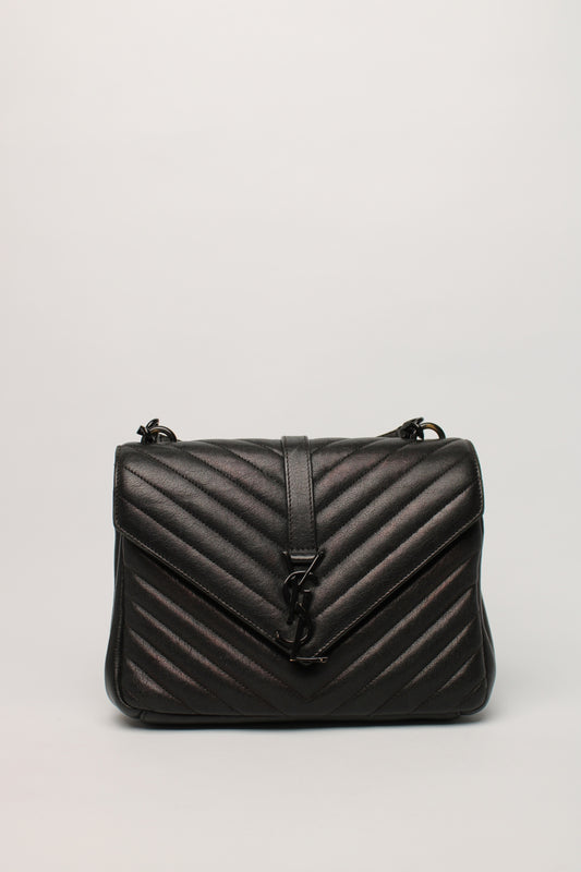 Saint Laurent Black Quilted College Leather Bag