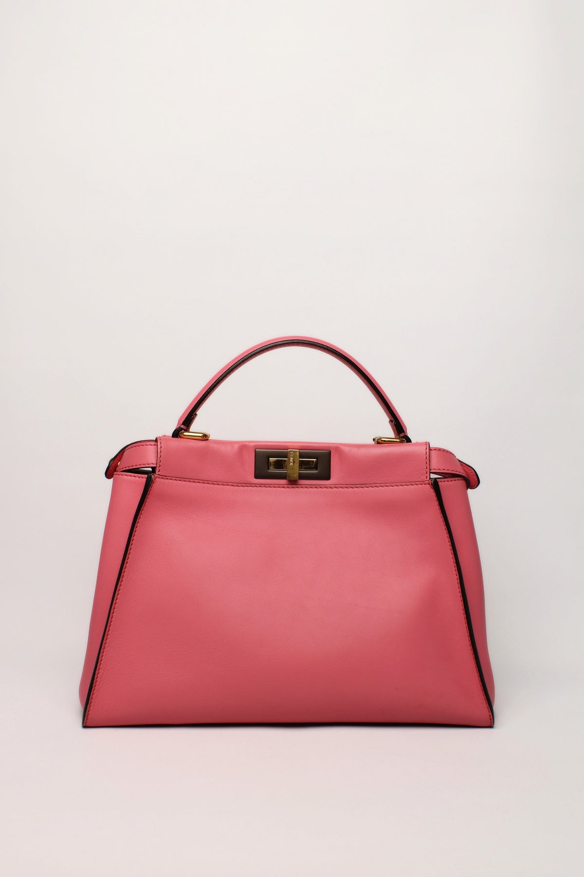Fendi Peekaboo Pink Leather Bag with Long Strap