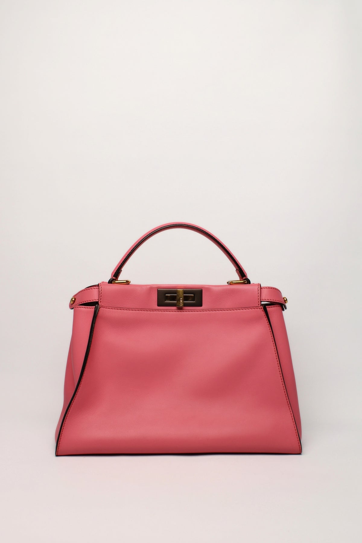 Fendi Peekaboo Pink Leather Bag with Long Strap