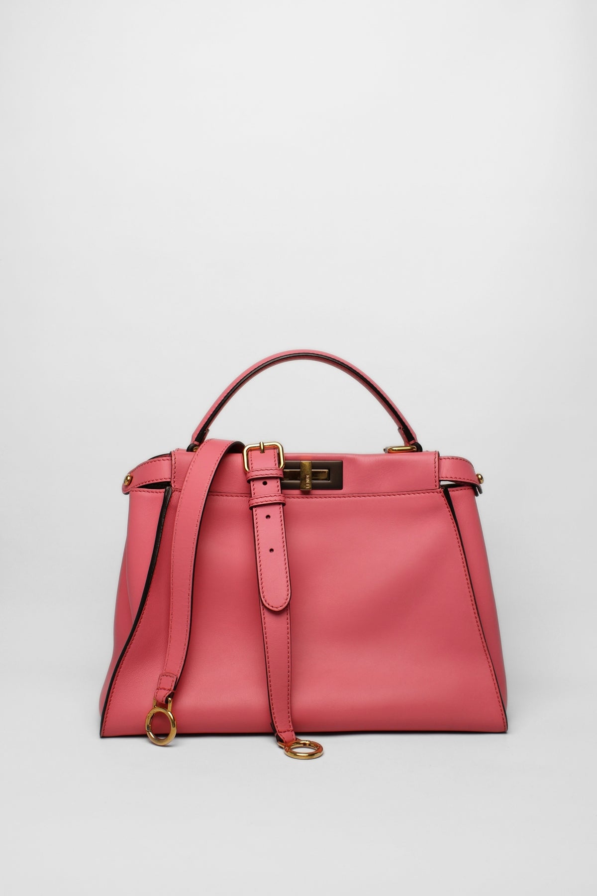 Fendi Peekaboo Pink Leather Bag with Long Strap