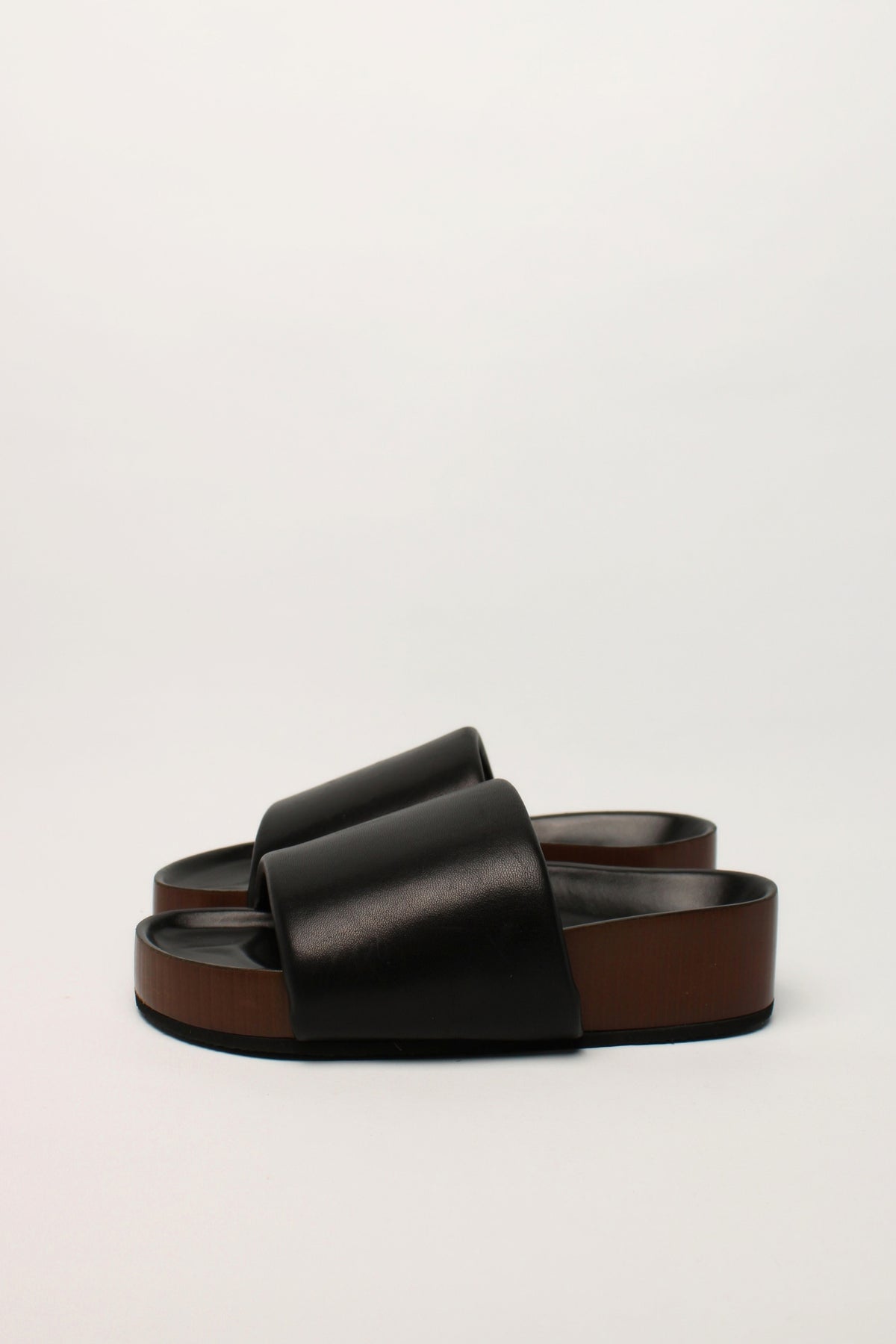 Celine Black Brown Platform Slides Size 36
