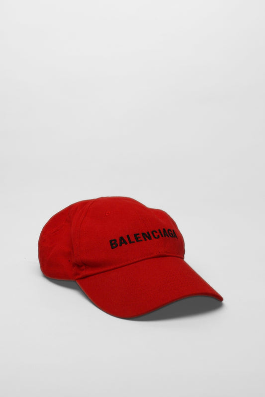 Balenciaga Red Cotton Baseball  Cap SIZE L