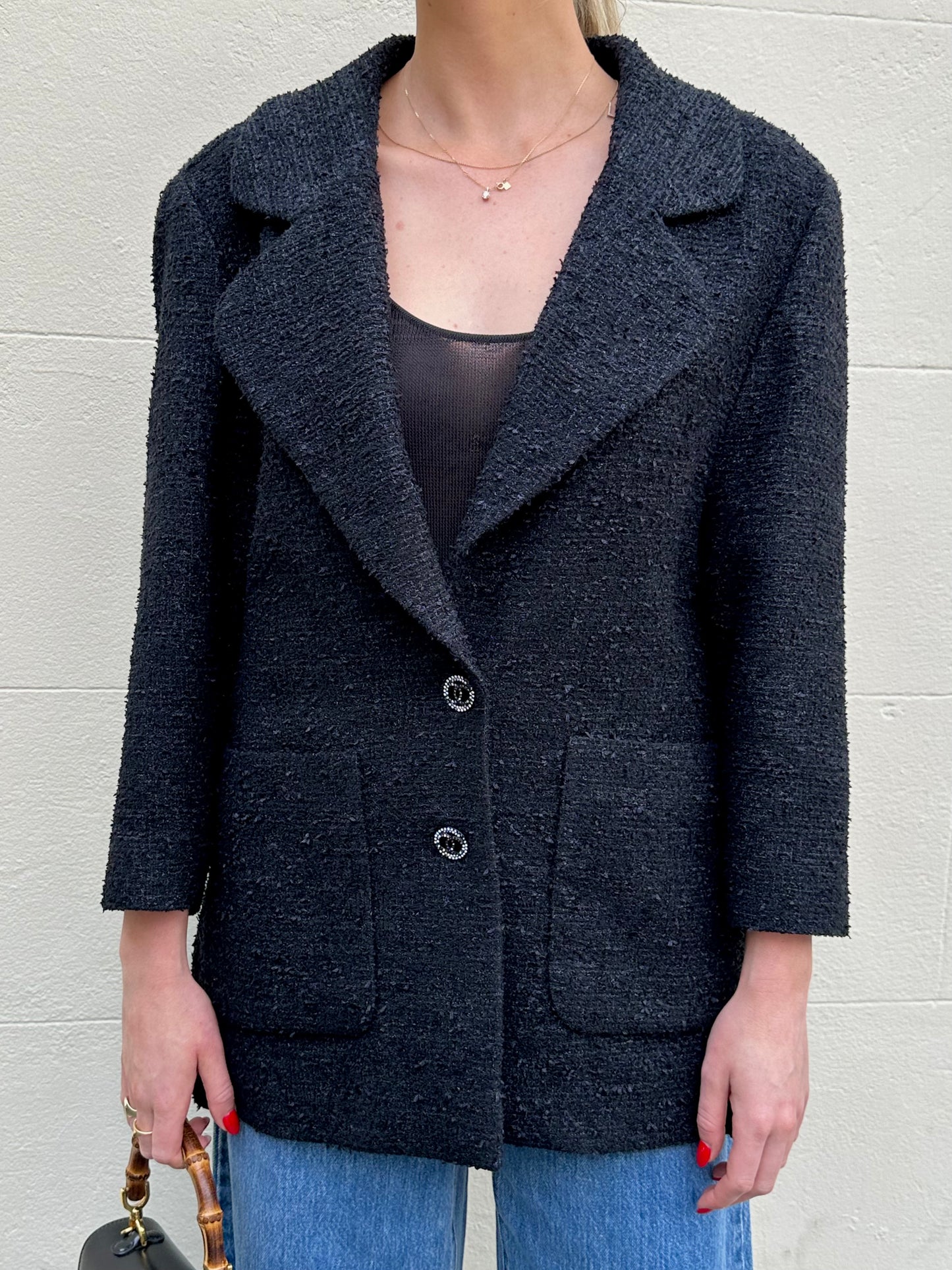 Chanel Black Sparkle Jacket Size 38