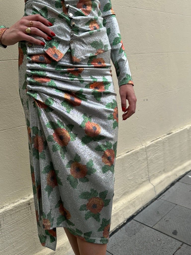 Paco Rabbane Green Sliver Skirt Set Size 36