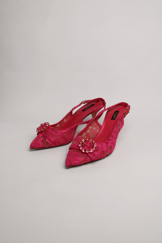 Dolce & Gabbana Pink Lace Slingbacks Size 41