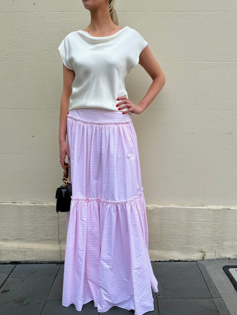 Chanel Pink Stripe Skirt Size 38