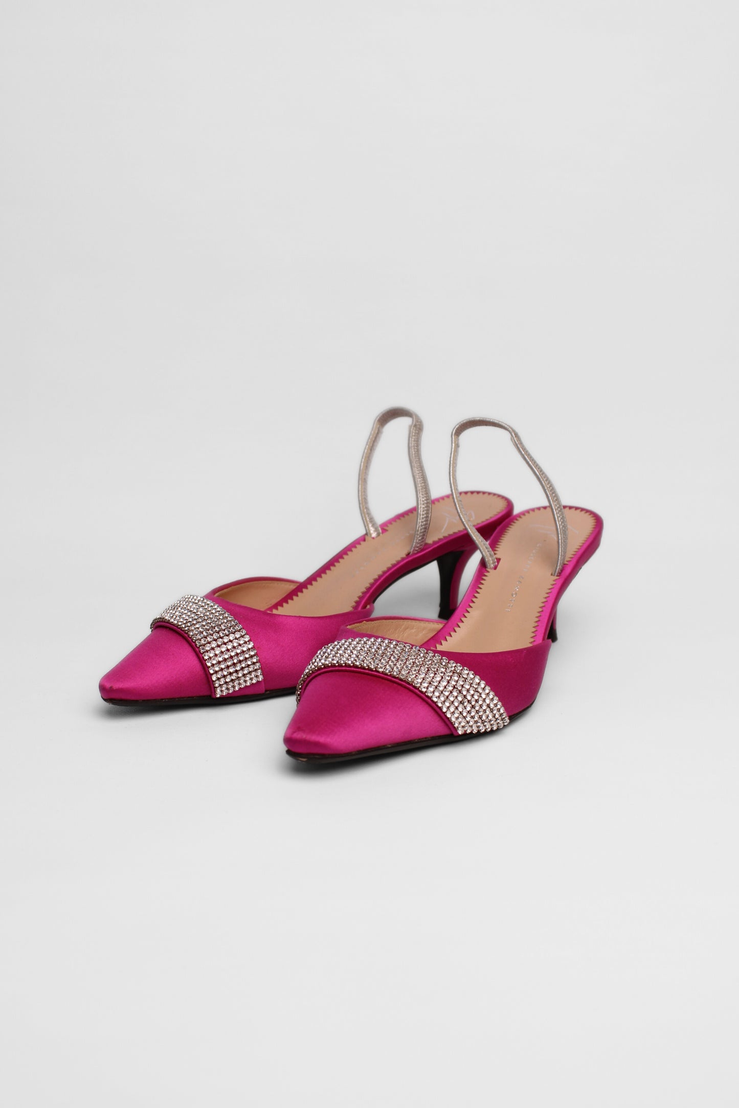 Zanotti Hot Pink Satin Slingbacks  SIZE 36