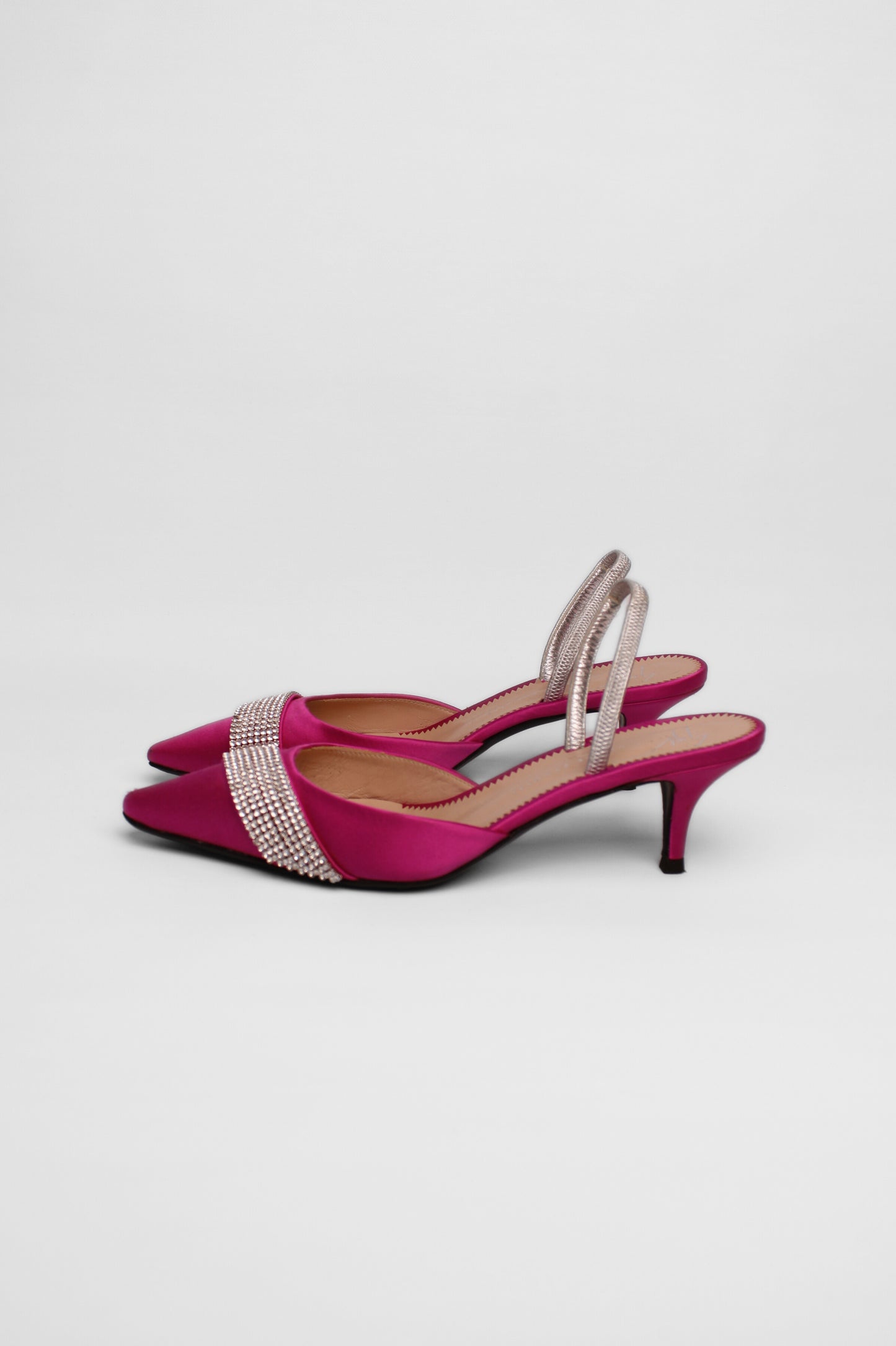 Zanotti Hot Pink Satin Slingbacks  SIZE 36
