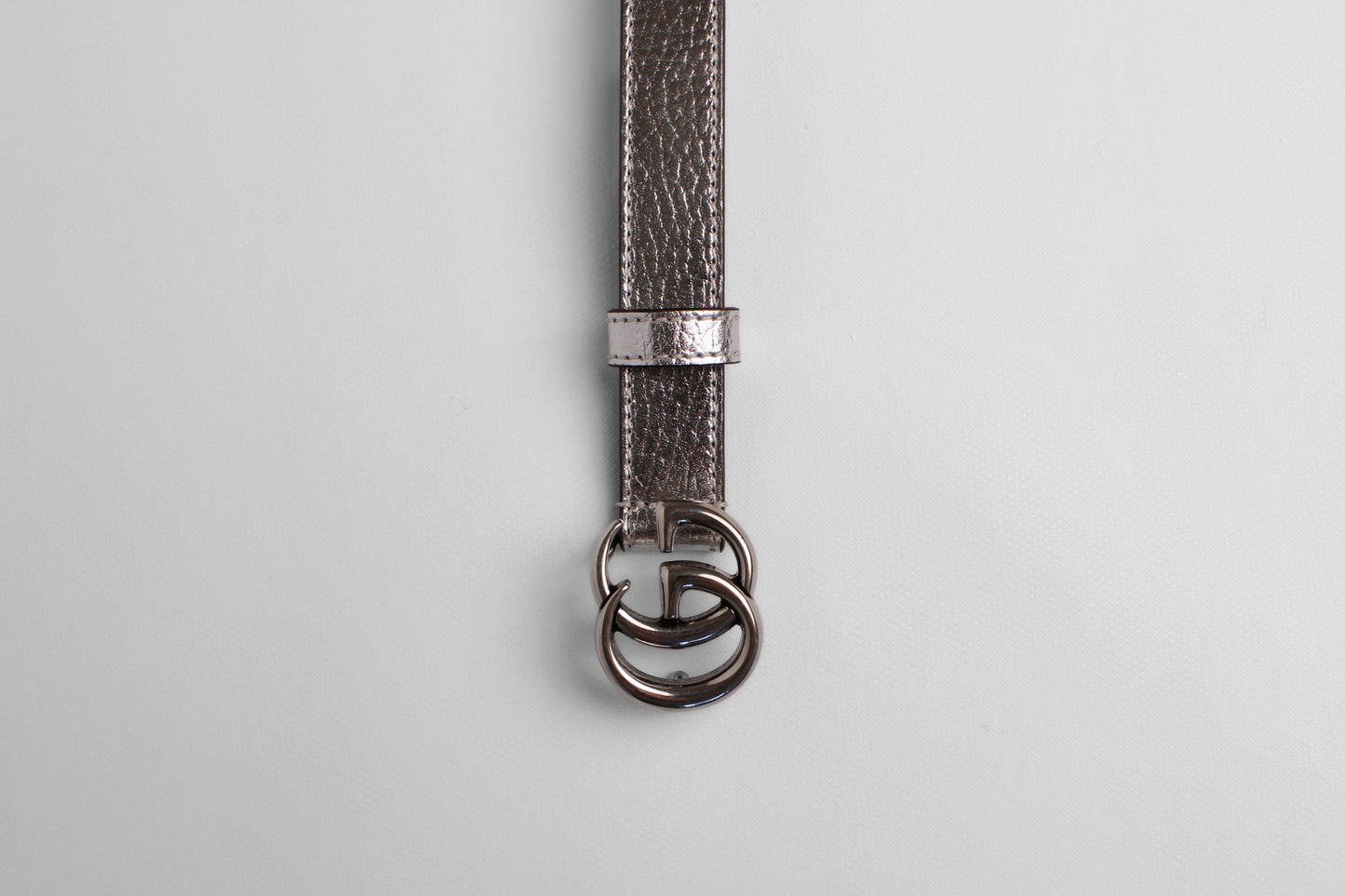 Gucci Silver  Thin Leather GG Belt