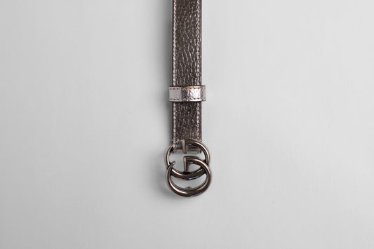 Gucci Silver  Thin Leather GG Belt