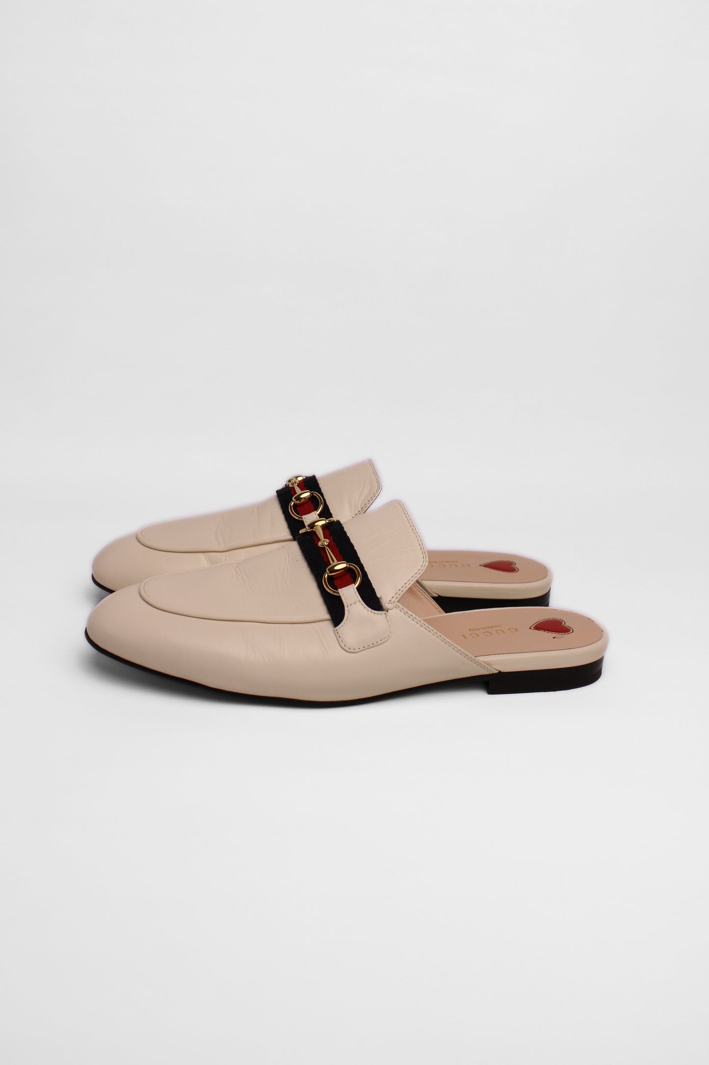 Gucci White Princetown Horsebit Mules SIZE 39.5