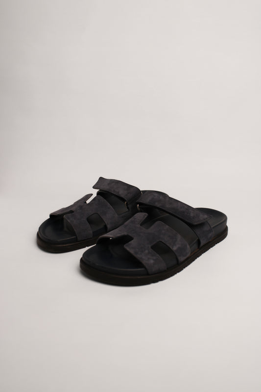 Hermes Navy Chypre Slides Size 39