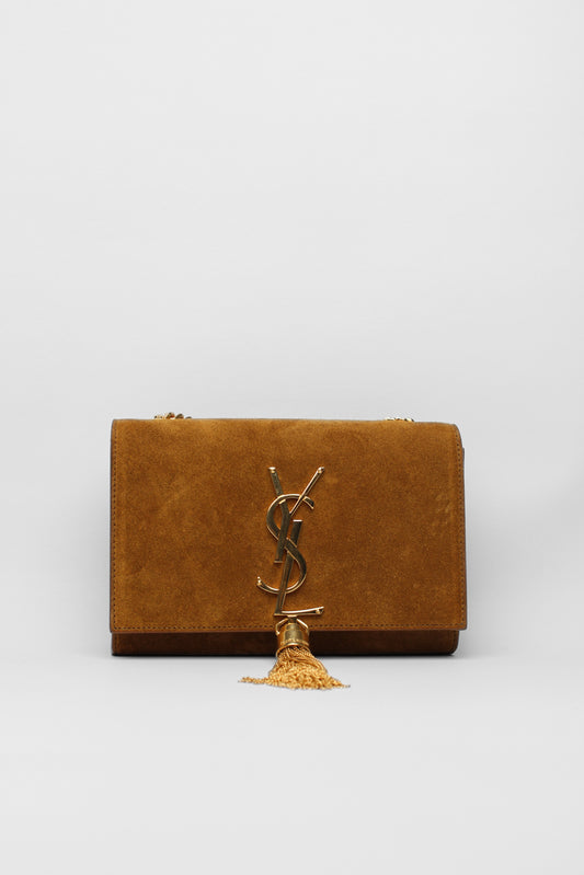 YSL Tan Suade Small Tassle Bag