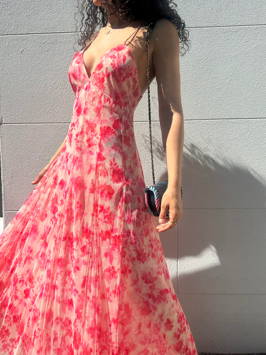 Philosophy Red Floral Net Dress Size 42