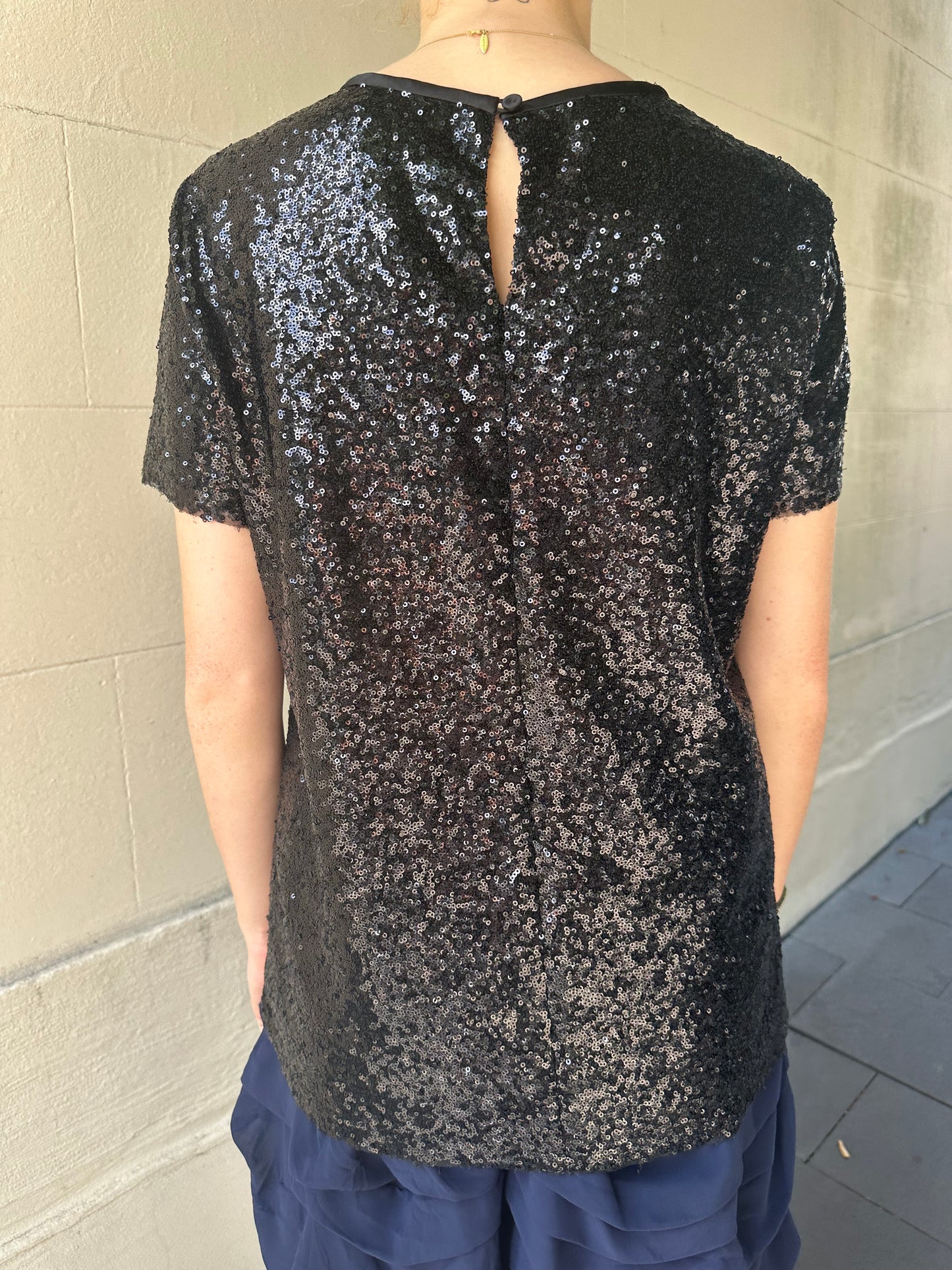 Emporio Armarni Black Sequinned Top Size L