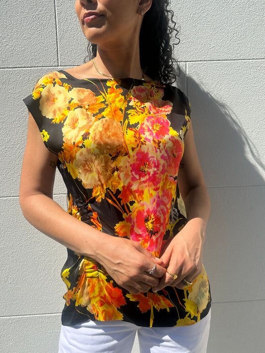 Dries Van Noten Orange Floral Top Size 38