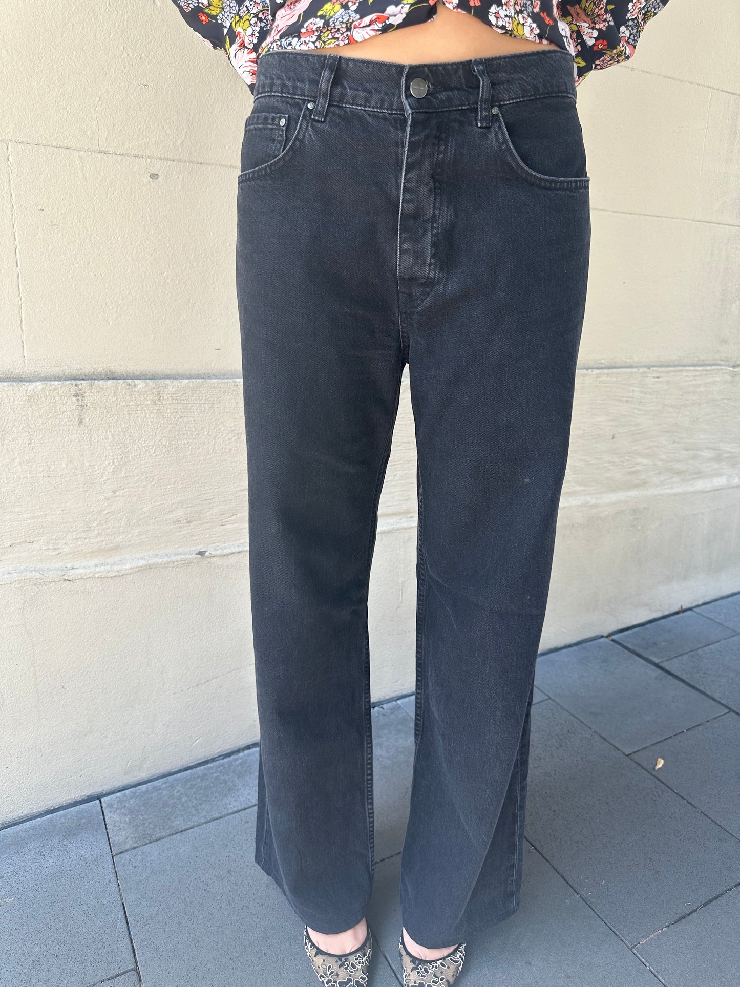 Anine Bing Black Wide Jeans Size 29