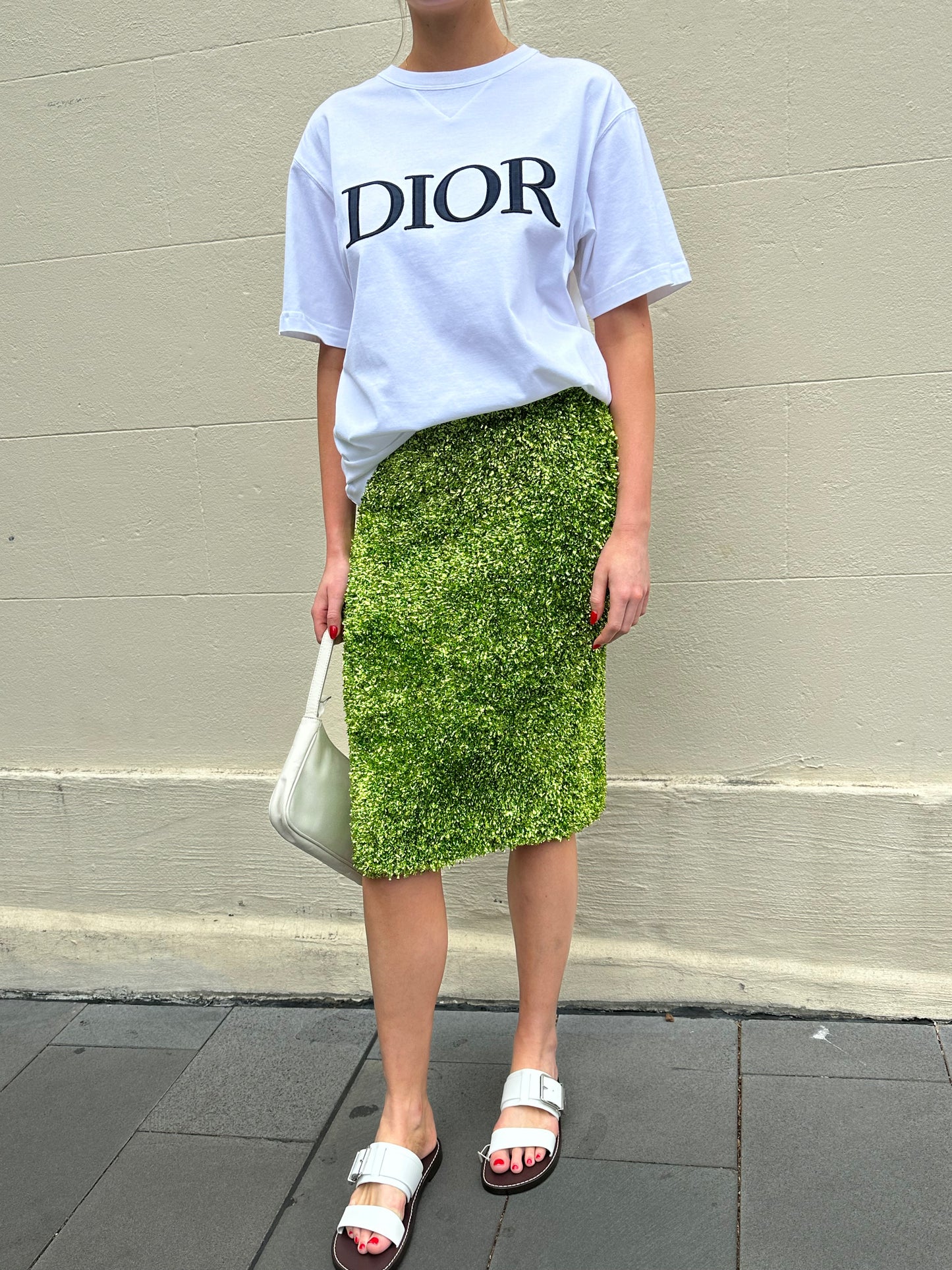 Dries Van Noten Green Glitter Skirt Size XS