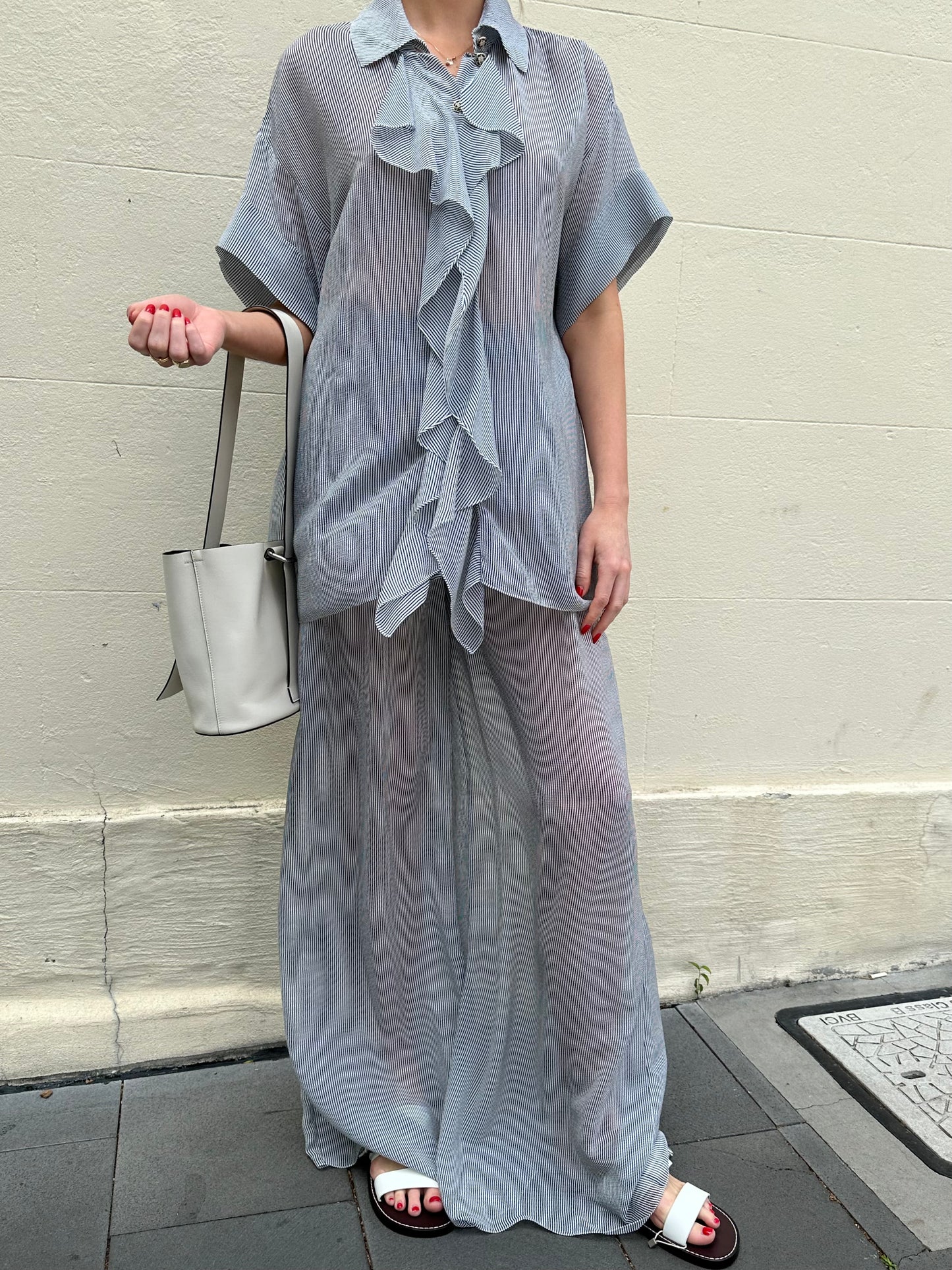 Chanel Blue Stripe Pant Set Size 40