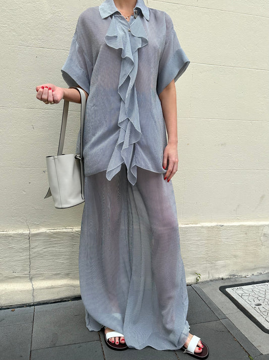 Chanel Blue Stripe Pant Set Size 40