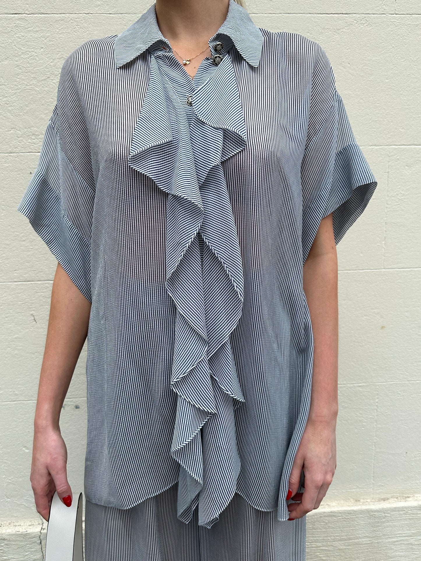 Chanel Blue Stripe Pant Set Size 40