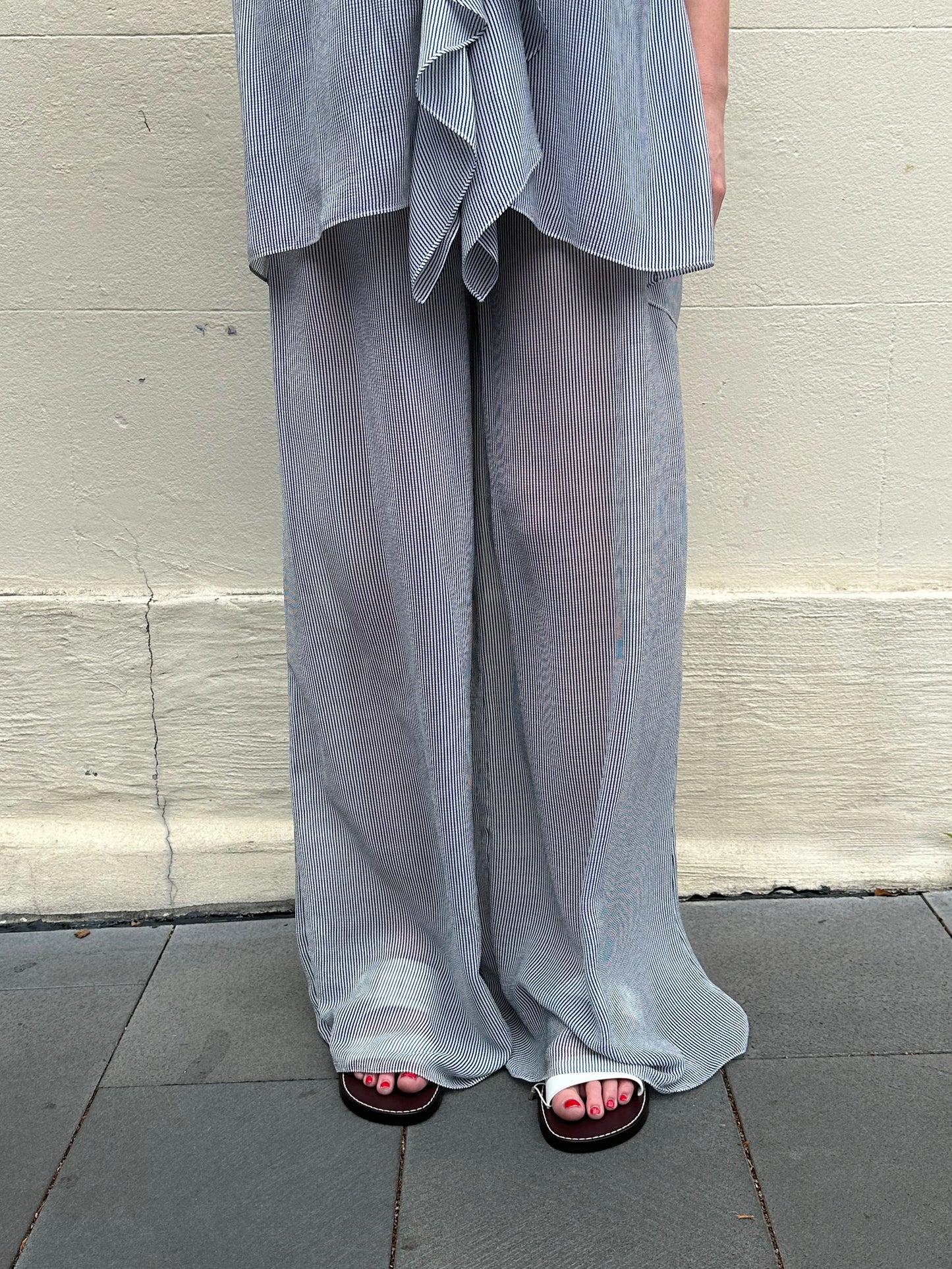 Chanel Blue Stripe Pant Set Size 40