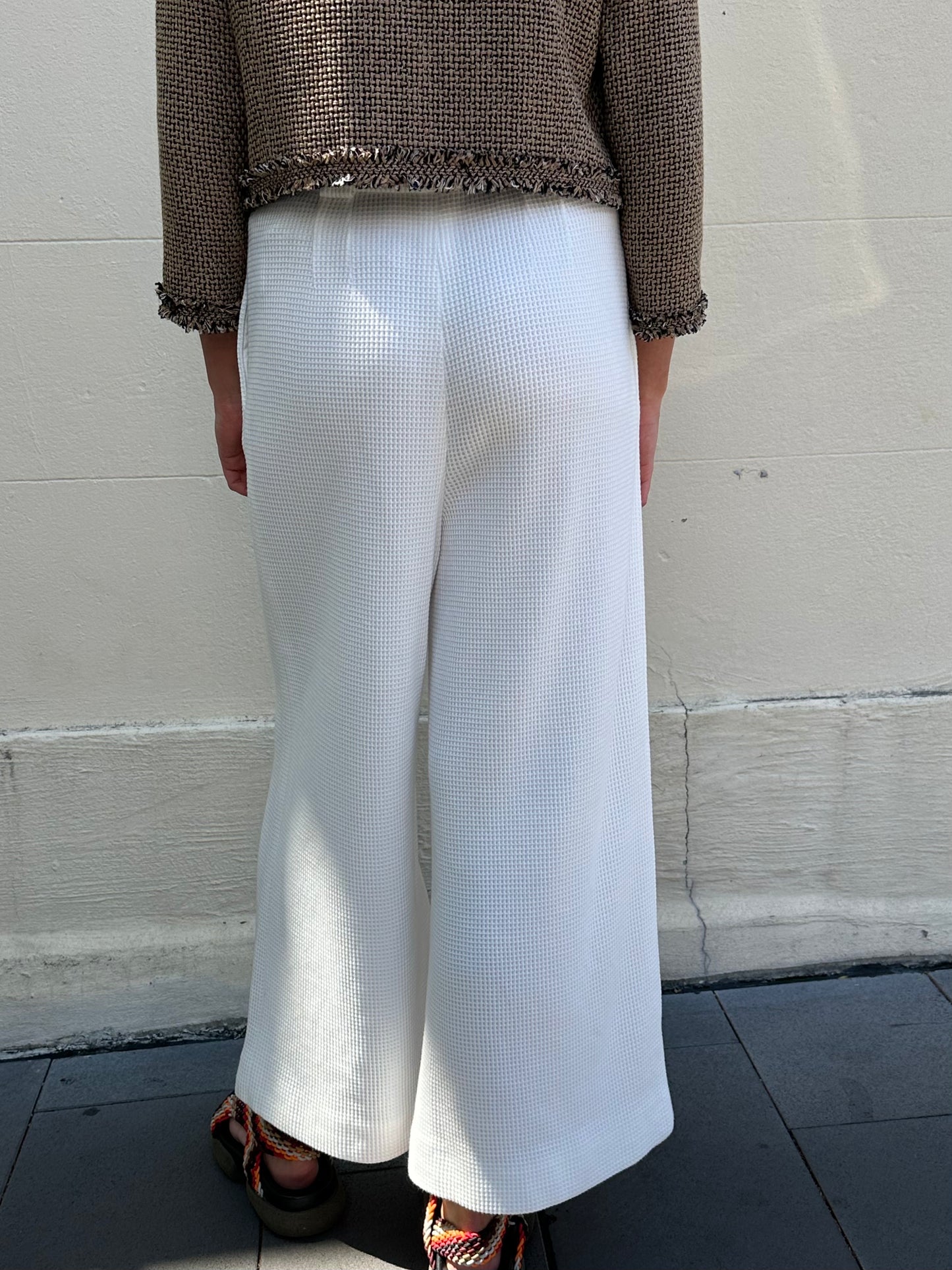 Chanel Woven Waffle White Pants Size 40