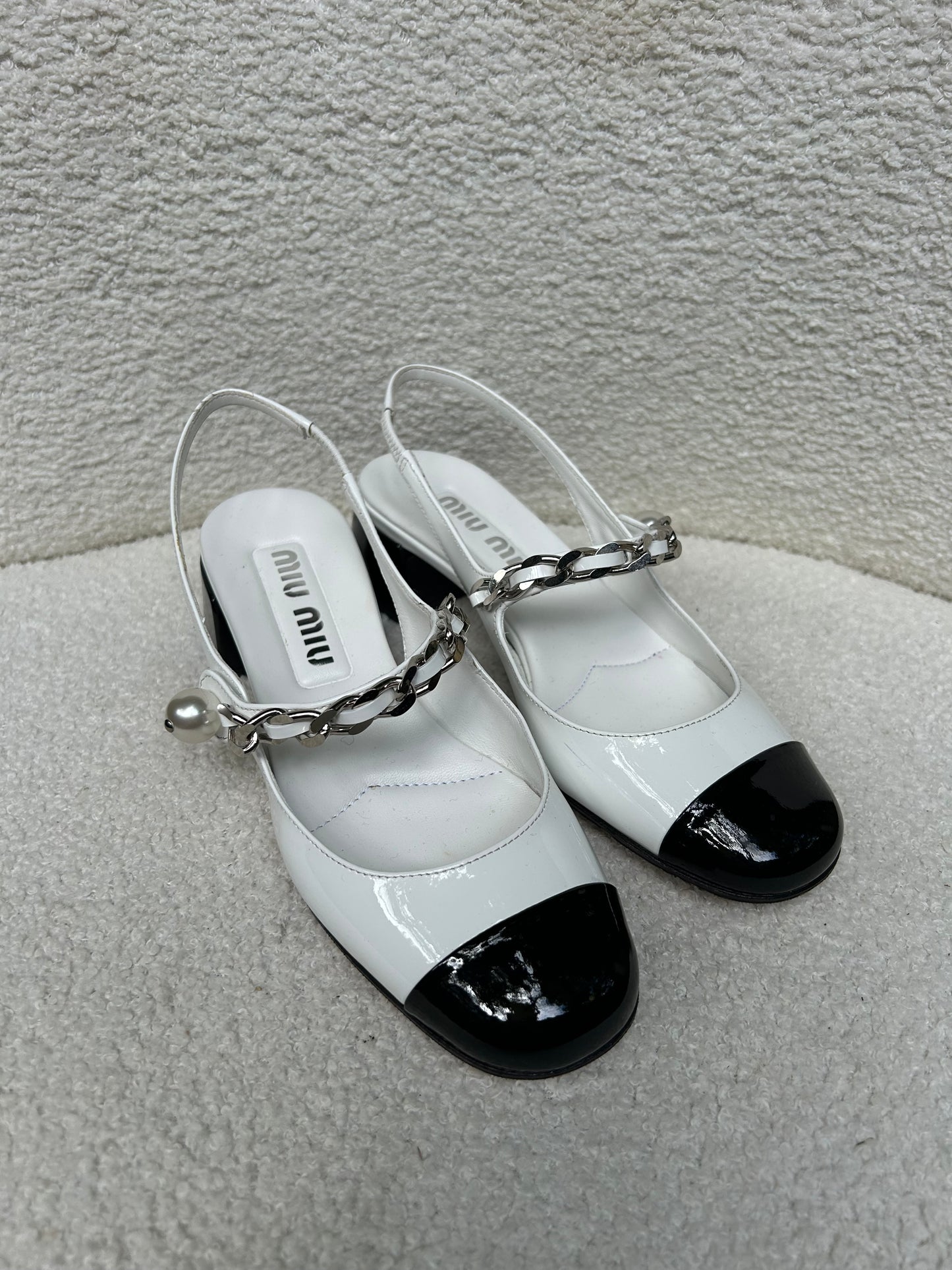 Miu Miu Black White Maryjane Shoes Size 34.5