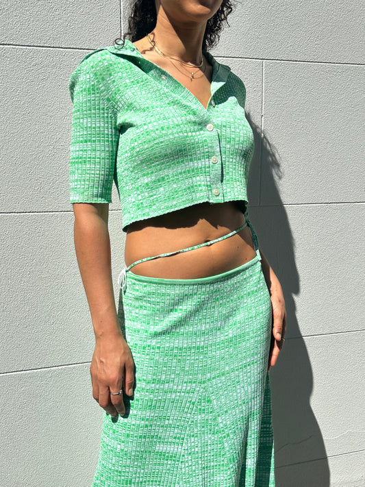 Scanlan Theodore Green Rib Skirt/Top Set Size XS