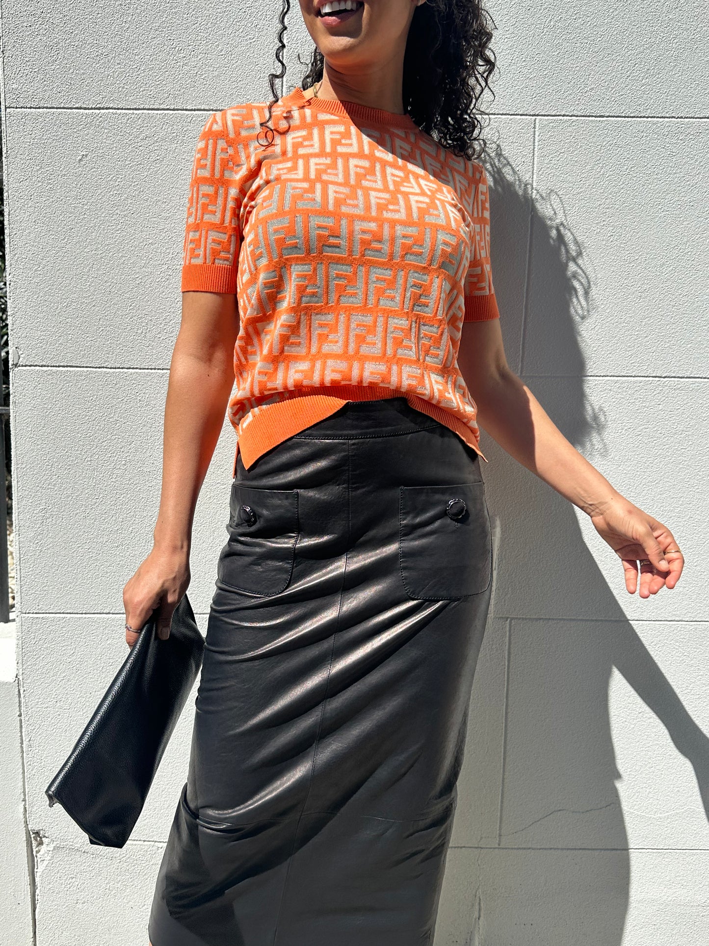 Chanel Black Leather Skirt Size 36