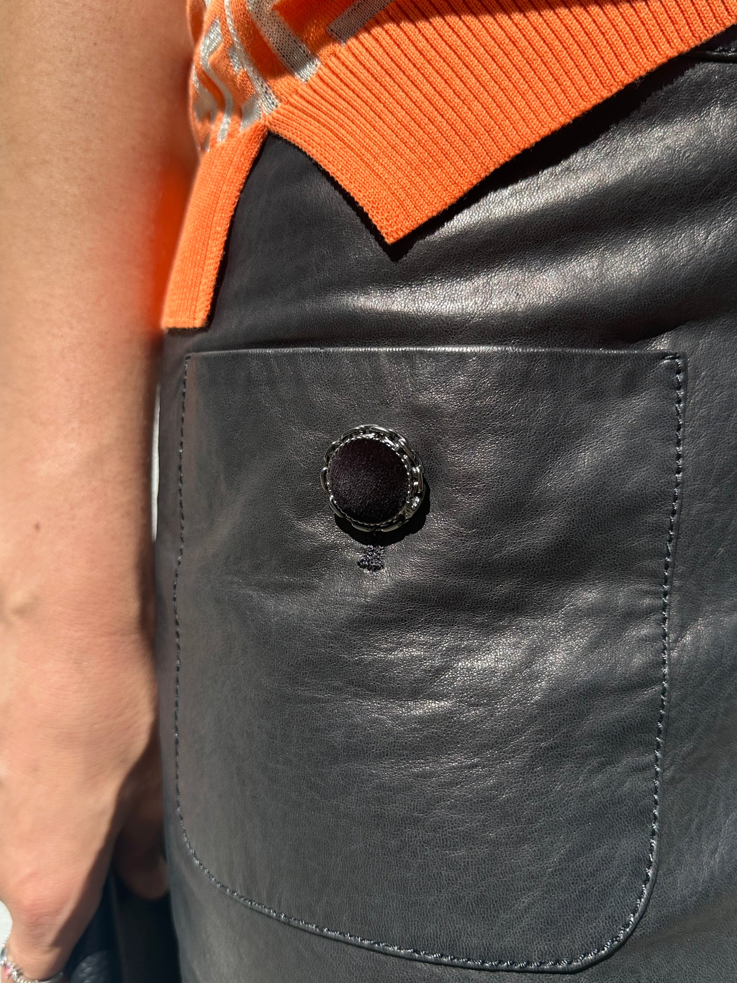 Chanel Black Leather Skirt Size 36