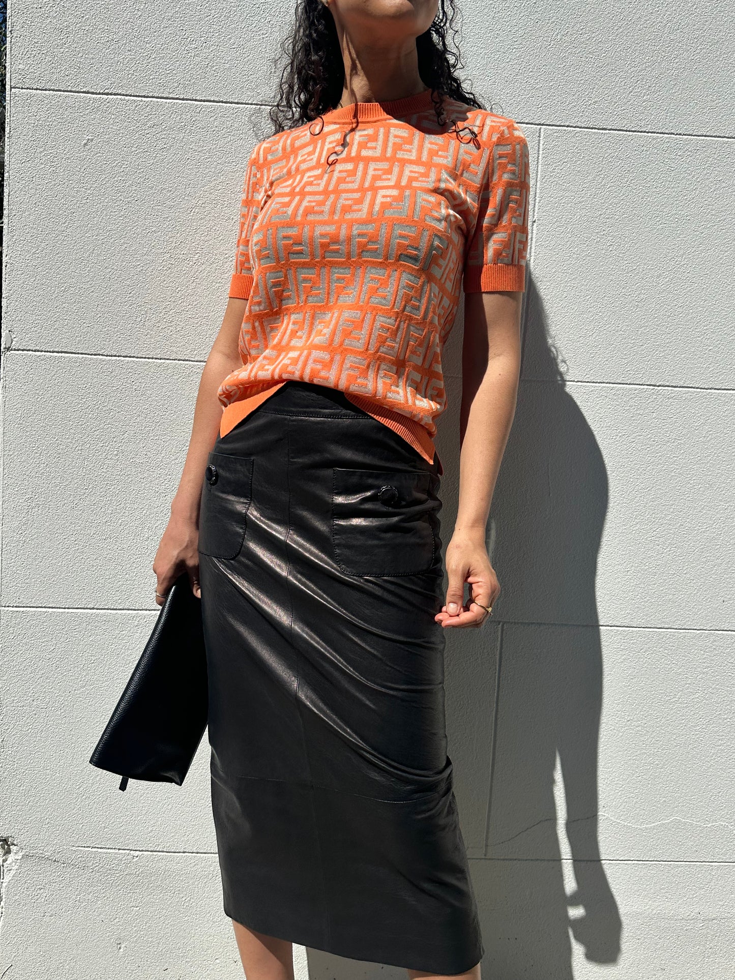 Chanel Black Leather Skirt Size 36